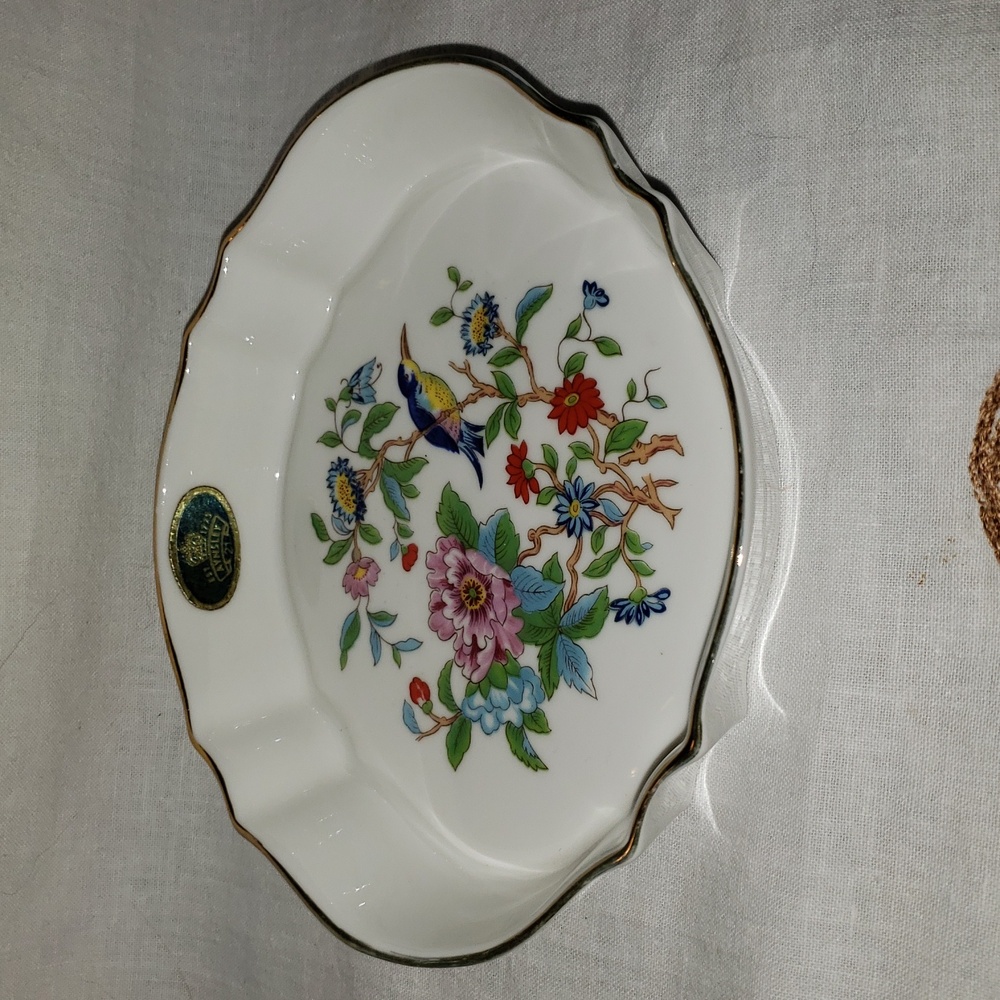 Vintage Aynsley Pembroke Floral And Bird Trinket Dish Or Seving Dish